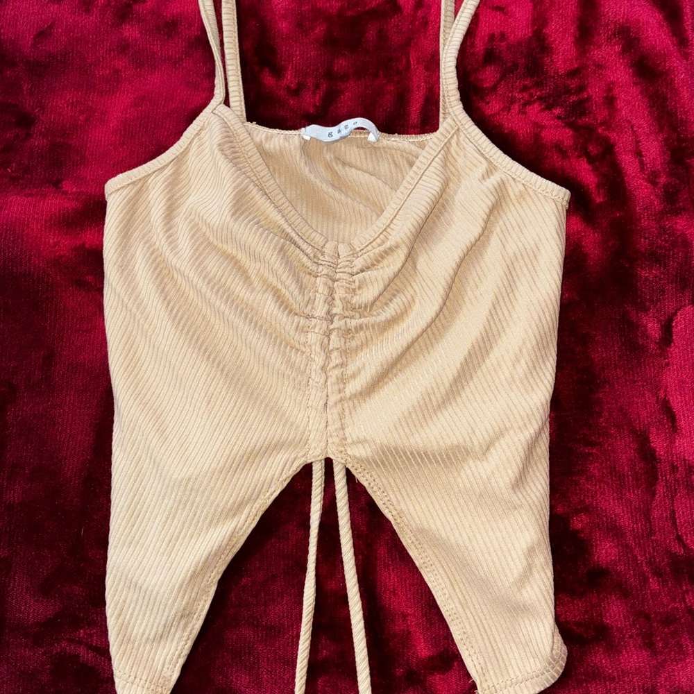 Gaze Tan Ruched Tank Top
